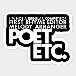 Poet Etc. (White Ink) Sticker